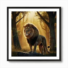 Lion In The Forest Art Print