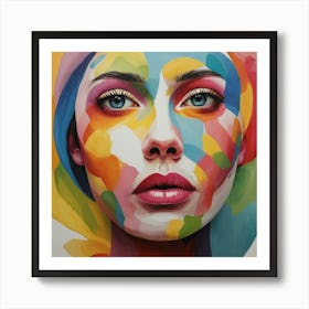 Colorful Gouache Inspired Face 1 Art Print 3 Art Print