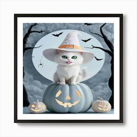 Witch On A Pumpkin Art Print