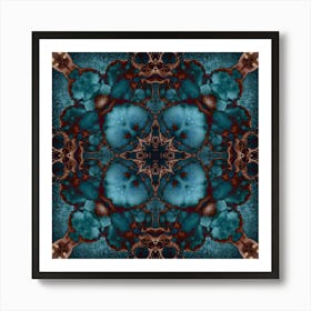 Abstract Fractal Blue Stained Glass 1 Art Print