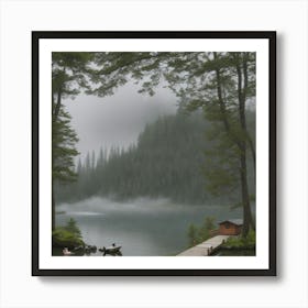 Misty Lake Poster