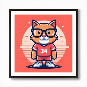 Cartoon Cat With Glasses Poster