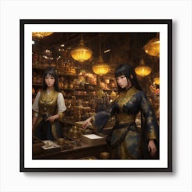 Two Women In A Shop Art Print