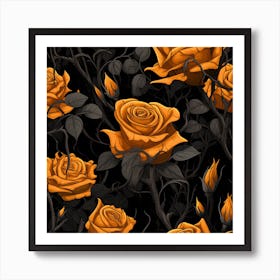 Dusky Orange Roses - Gothic Poster