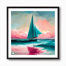 Sailboat At Sunset Art Print