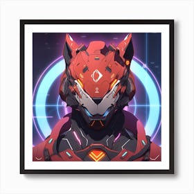 Wolf Cyber Warrior Art Print