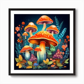 Mushrooms In The Forest 99 Art Print