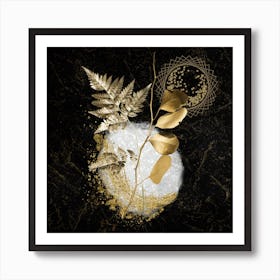 Luxurious White and Gold Leaf 2 Art Print