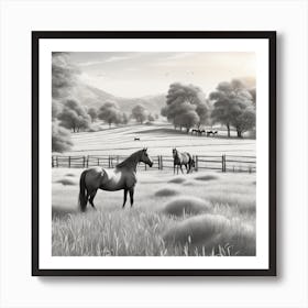 Horses In The Field 26 Art Print