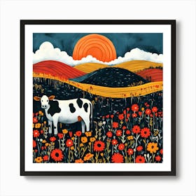 Cow In A Field Art Print