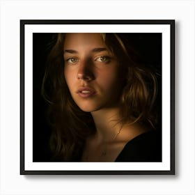 Portrait of a young woman in low light Art Print