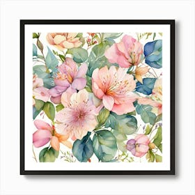 Watercolor Floral Pattern 2 Art Print