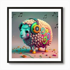 Sheep With Music Notes 2 Art Print