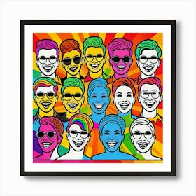 Pop Art Illustration, Banner, Texture Or Background Depicting The Pride Day And The Lgbt Community With Diverse People Generated By Ai Art Print