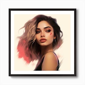 Watercolor Portrait Of A Latina Girl Art Print