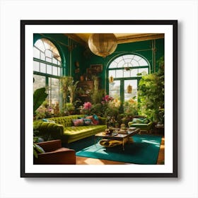 Green Living Room Art Print