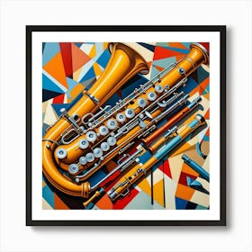 Woodwind Instruments Cubism Style Art Print