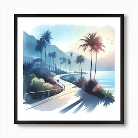 Watercolor Of Palm Trees 1 Art Print