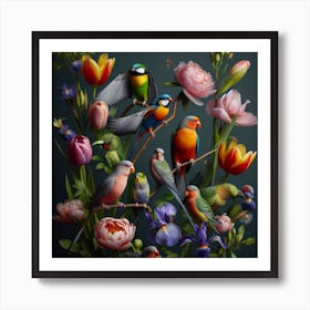 Tropical birds 2 Art Print