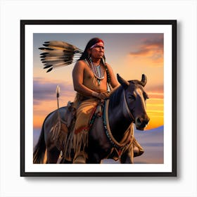 Native American Man On Horseback 3 Art Print