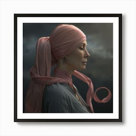 Woman In A Pink Scarf Affiche