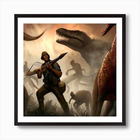 Dinosaurs In The Jungle Art Print