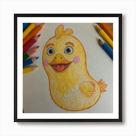 Chicken Drawing Art Print