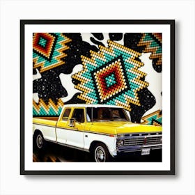 Yellow ford pickup Art Print