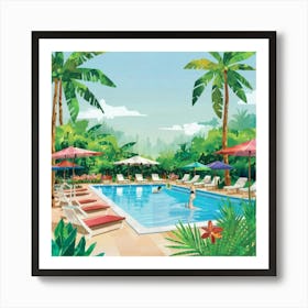 Summertime Swimming Pool Art Print 7 Art Print