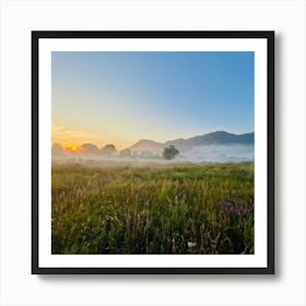 A Blanket Of Morning Fog Softly Enveloping A Dutch Meadow Transitioning From Summer To Autumn Where (1) Art Print