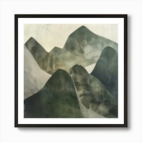 Japanese Watercolour Of Mount Goryu 3 Art Print