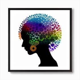 Silhouette Of A POC Woman With Colorful Hair Art Print