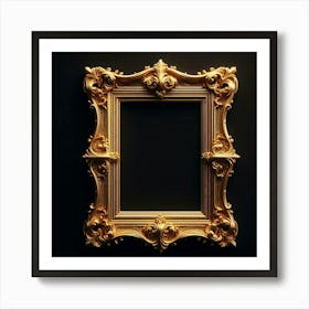 A gilded, intricately carved wooden frame with a dark background, perfect for displaying your most cherished memories or artwork. Art Print