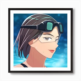 Anime Girl In Swimming Goggles Art Print