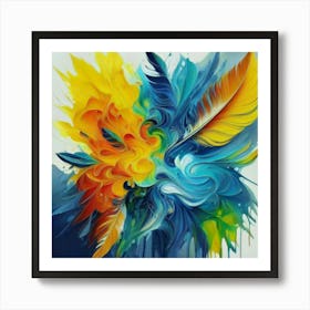 Gorgeous, distinctive yellow, green and blue abstract artwork 16 Art Print