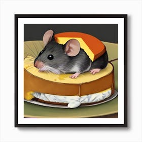 Surrealism Art Print | Mouse Sandwiched With Brie Cheese Art Print