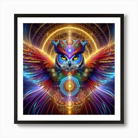 Owl Of The Rainbow Art Print