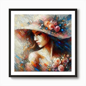 Lady In Floral Sunhat Art Print