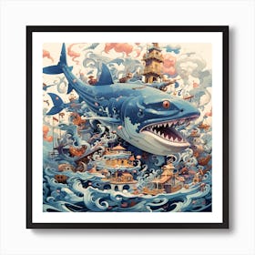 Sharks In The Sea Art Print