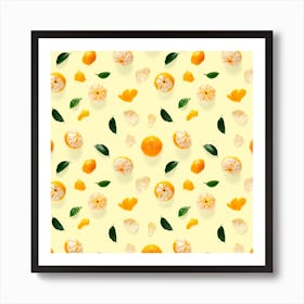 Oranges On Yellow Background Affiche