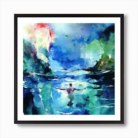 Watercolor Of Man In Water Art Print
