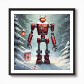 Christmas Robot 1 Art Print