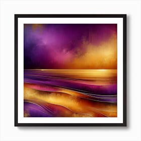 "Vivid Horizons: Dynamic Abstract"  Embrace the dynamic energy of "Vivid Horizons," an abstract digital canvas where bold purples and fiery golds collide. This artwork captures the intensity of a horizon line that blurs the boundaries between day and night. Ideal for the modern art lover, it adds a dramatic flair to any space, inspiring imagination and igniting emotions. Let this piece be the centerpiece of your decor, offering a statement of passion and vibrancy in your personal or professional environment. Art Print
