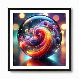 Colorful Swirl In A Glass Ball Art Print