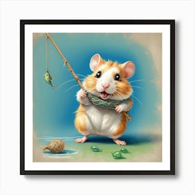 Hamster Fishing 9 Art Print