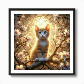 Cat In Blossom Tree Art Print