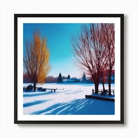 Bright Blue Sky above a Winter Landscape Art Print