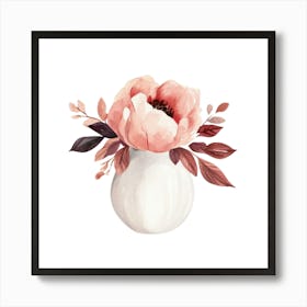 Watercolor Blush Burgundy Flower Arrangement 4 Art Print