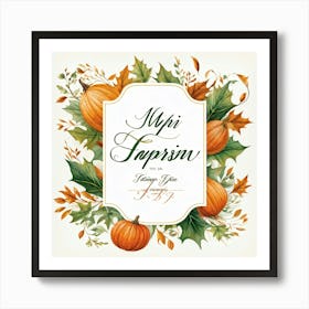 An Autumnal Handwritten Calligraphy Horizontal Leaf Shaped Typography Triumphantly Announcing The A (3) Art Print