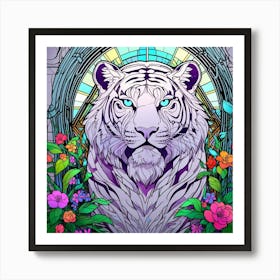 Stained Glass Tiger Art Print